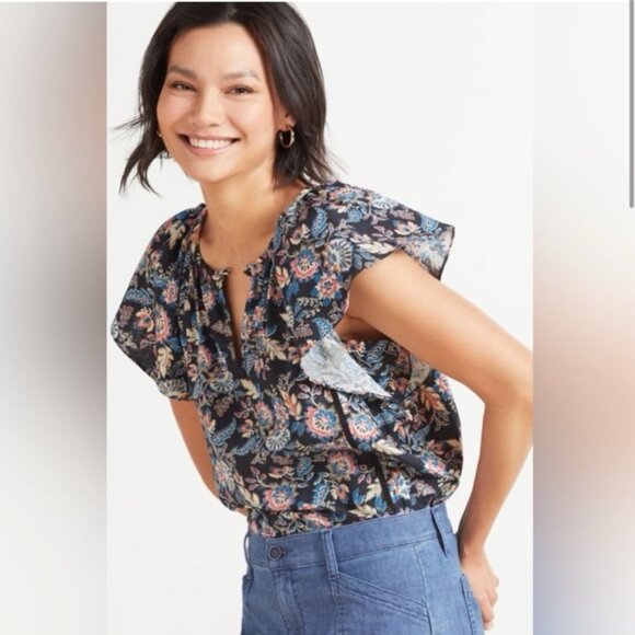 Roan + Ryan Fiona Paisley Ruffle Blouse Top - Picture 1 of 4